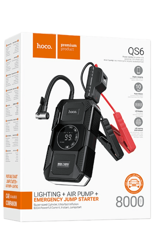QS6 29.6W Akıllı Hava Pompası ve Acil Marş Destekli 8.000 mAh Powerbank 9