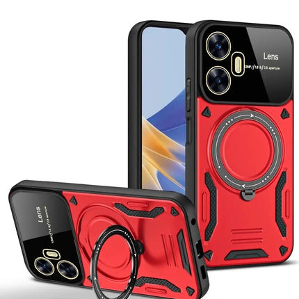 Realme C55 Joy Lens Standlı Kapak Kılıf - Kırmızı