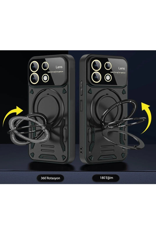 Realme C55 Joy Lens Standlı Kapak Kılıf - Siyah 2