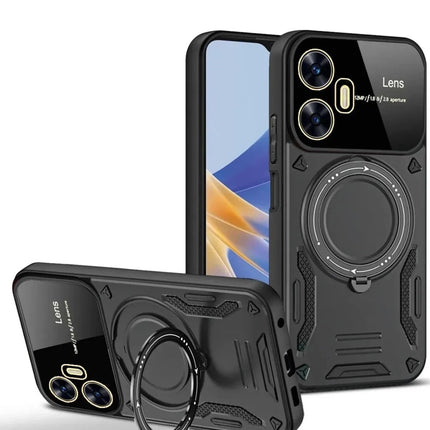 Realme C55 Joy Lens Standlı Kapak Kılıf - Siyah