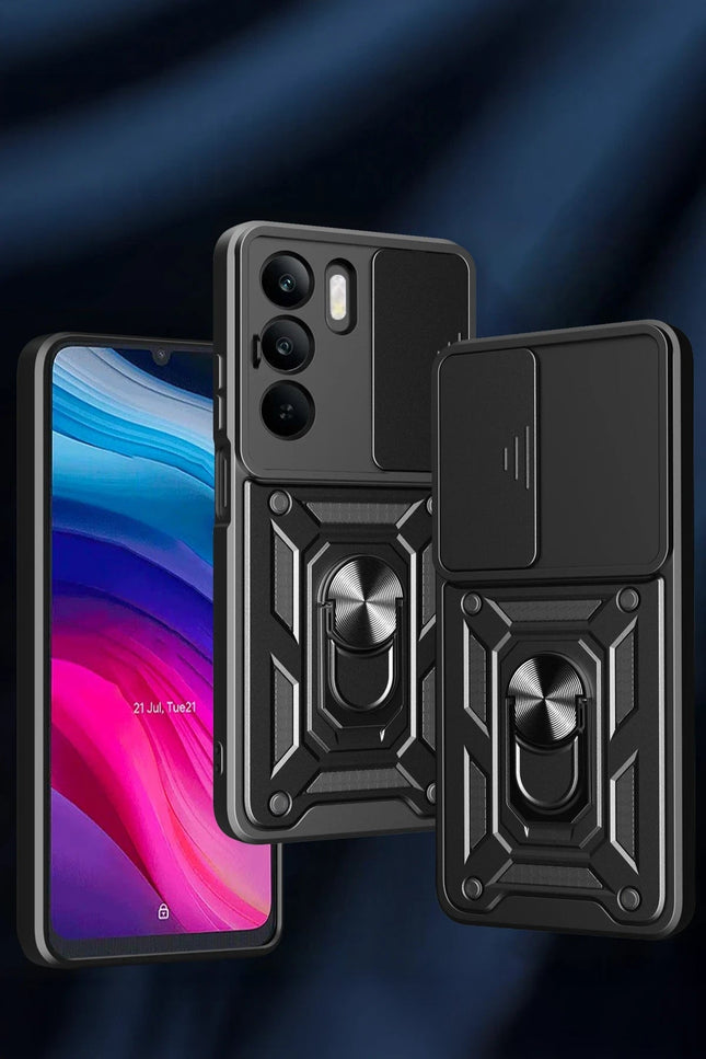 Realme C75 4G Pars Lens Yüzüklü Silikon Kılıf - Siyah 2