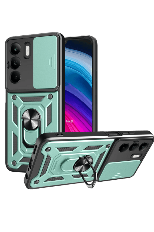 Realme C75 4G Pars Lens Yüzüklü Silikon Kılıf - Yeşil