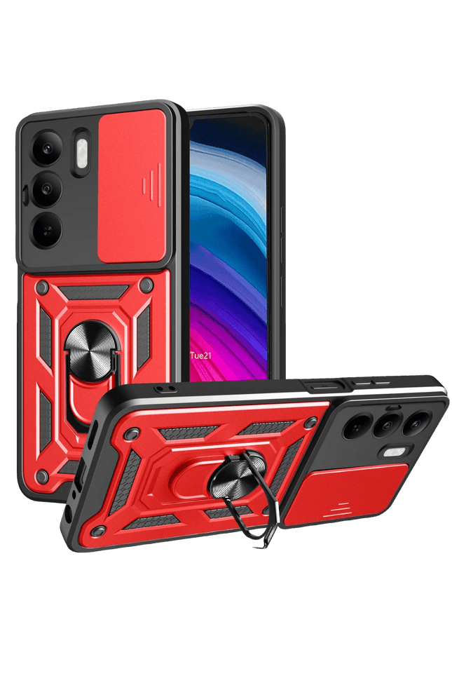 Realme C75 4G Pars Lens Yüzüklü Silikon Kılıf - Kırmızı