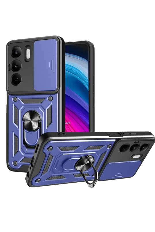 Realme C75 4G Pars Lens Yüzüklü Silikon Kılıf - Lacivert