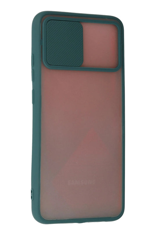 Samsung Galaxy A03S Palm Buzlu Kamera Sürgülü Silikon Kılıf - Yeşil 3