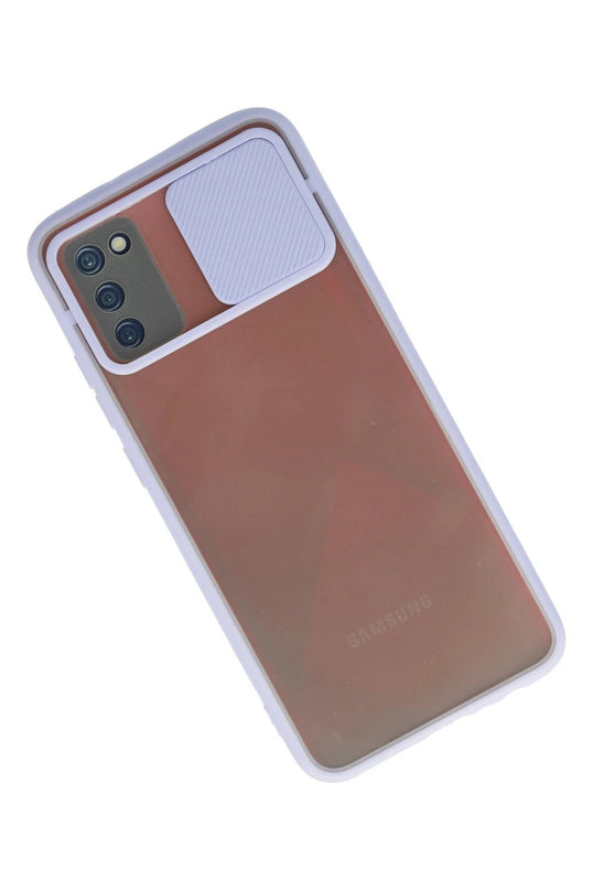 Samsung Galaxy A03S Palm Buzlu Kamera Sürgülü Silikon Kılıf - Lila 2
