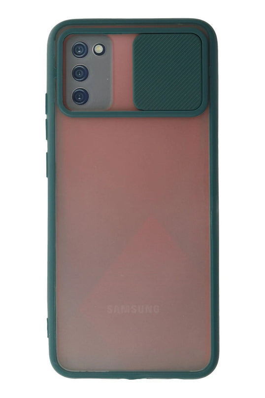 Samsung Galaxy A03S Palm Buzlu Kamera Sürgülü Silikon Kılıf - Yeşil