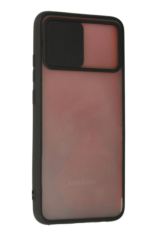 Samsung Galaxy A03S Palm Buzlu Kamera Sürgülü Silikon Kılıf - Siyah 3
