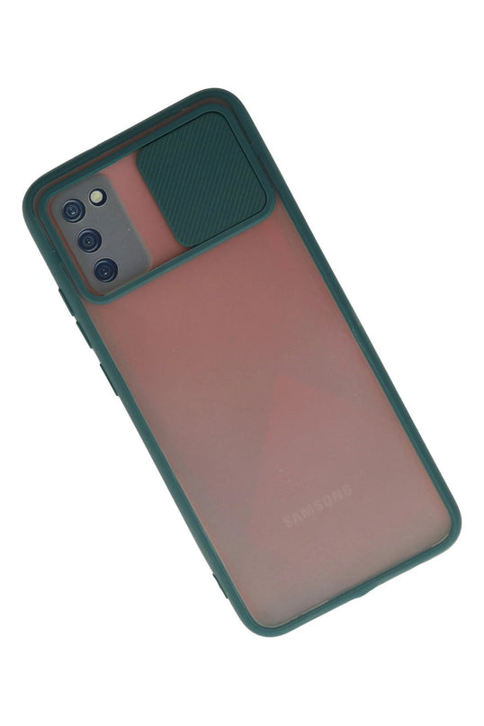 Samsung Galaxy A03S Palm Buzlu Kamera Sürgülü Silikon Kılıf - Yeşil 2