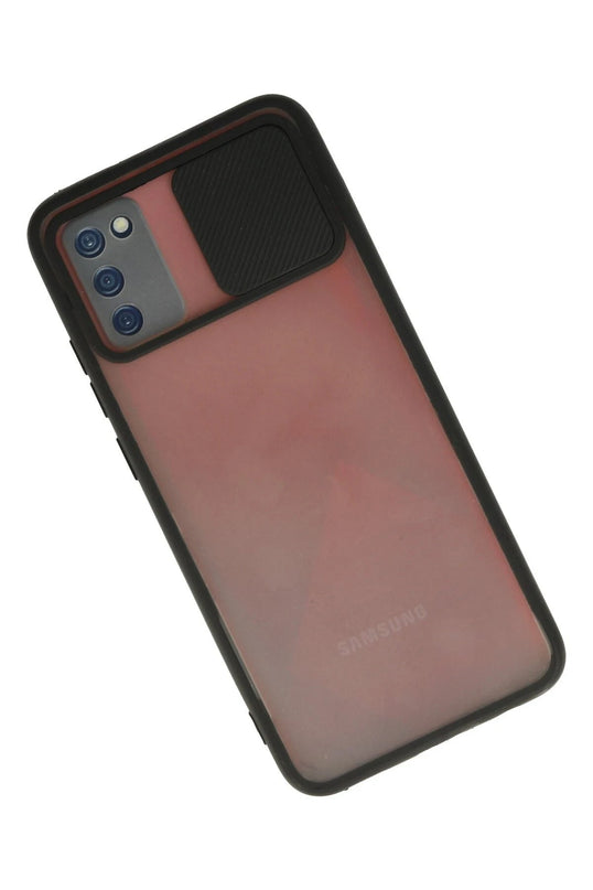 Samsung Galaxy A03S Palm Buzlu Kamera Sürgülü Silikon Kılıf - Siyah 2