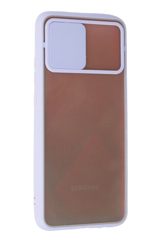 Samsung Galaxy A03S Palm Buzlu Kamera Sürgülü Silikon Kılıf - Lila 3