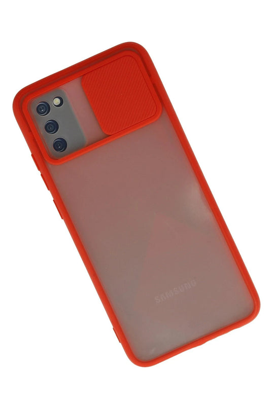 Samsung Galaxy A03S Palm Buzlu Kamera Sürgülü Silikon Kılıf - Kırmızı 2