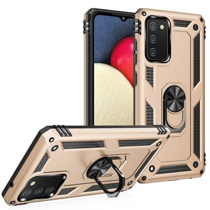 Samsung Galaxy A03S Sofya Yüzüklü Silikon Kapak Kılıf - Gold 2