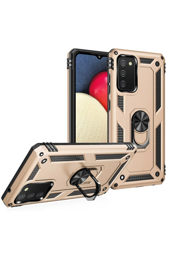 Samsung Galaxy A03S Sofya Yüzüklü Silikon Kapak Kılıf - Gold 2