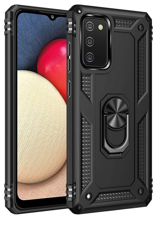 Samsung Galaxy A03S Sofya Yüzüklü Silikon Kapak Kılıf - Siyah
