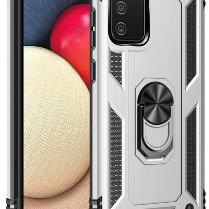 Samsung Galaxy A03S Sofya Yüzüklü Silikon Kapak Kılıf - Gümüş