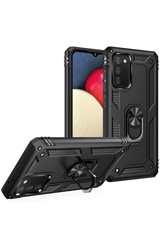 Samsung Galaxy A03S Sofya Yüzüklü Silikon Kapak Kılıf - Siyah 2