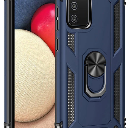 Samsung Galaxy A03S Sofya Yüzüklü Silikon Kapak Kılıf - Lacivert