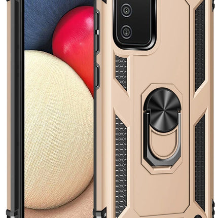 Samsung Galaxy A03S Sofya Yüzüklü Silikon Kapak Kılıf - Gold