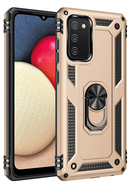Samsung Galaxy A03S Sofya Yüzüklü Silikon Kapak Kılıf - Gold