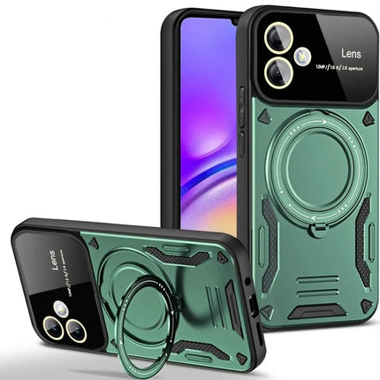 Samsung Galaxy A05 Joy Lens Standlı Kapak Kılıf - Koyu Yeşil