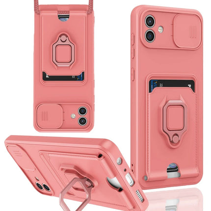 Samsung Galaxy A05 Zuma Kartvizitli Yüzüklü Silikon Kılıf - Pembe