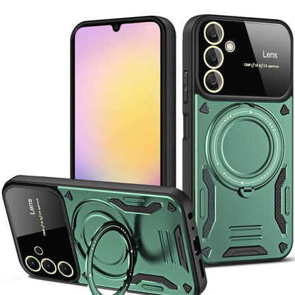 Samsung Galaxy A14 4G Joy Lens Standlı Kapak Kılıf - Koyu Yeşil