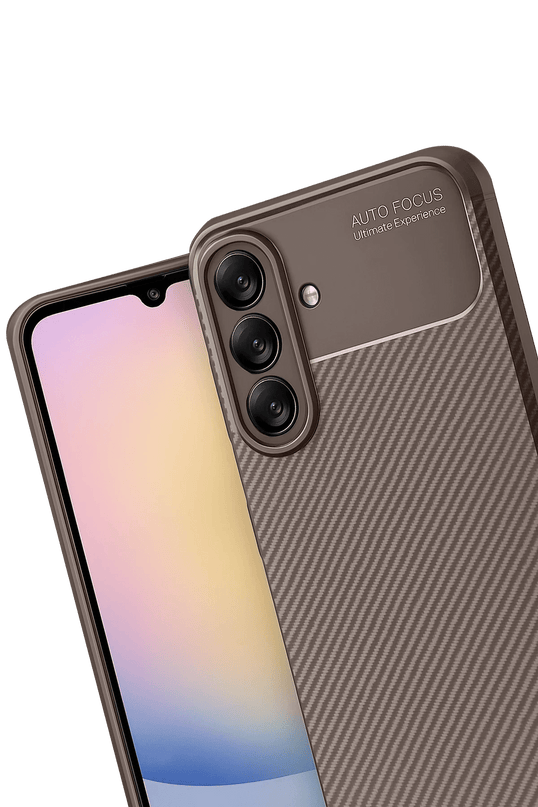 Samsung Galaxy A17 5G Auto Focus Karbon Kapak Kılıf - Kahverengi 3