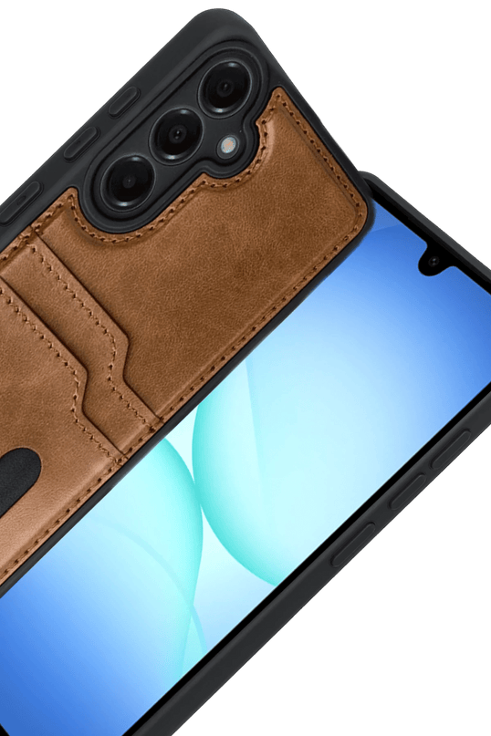 Samsung Galaxy A17 5G Sara Kartvizitli Deri Kılıf - Taba 2