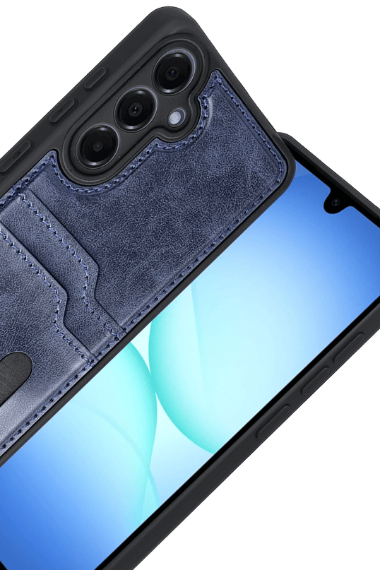 Samsung Galaxy A17 5G Sara Kartvizitli Deri Kılıf - Lacivert 2