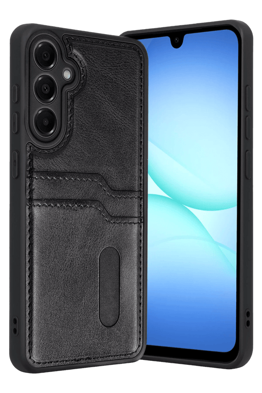 Samsung Galaxy A17 5G Sara Kartvizitli Deri Kılıf - Siyah