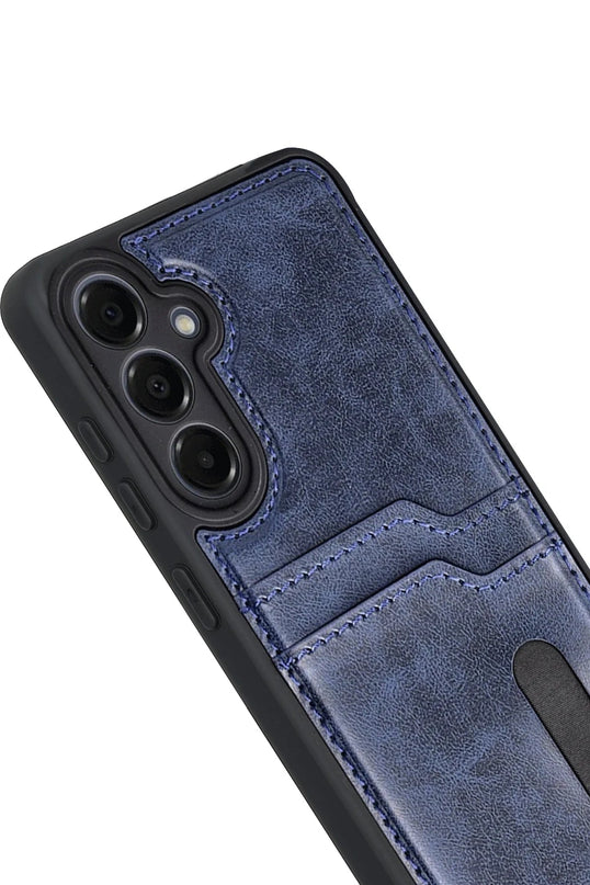 Samsung Galaxy A17 5G Sara Kartvizitli Deri Kılıf - Lacivert 3