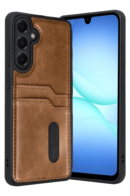Samsung Galaxy A17 5G Sara Kartvizitli Deri Kılıf - Taba