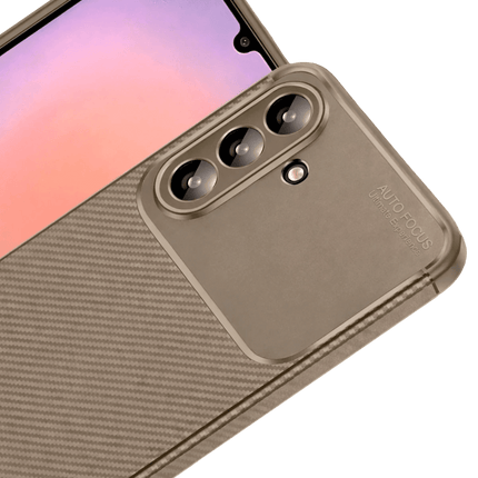 Samsung Galaxy A56 Auto Focus Karbon Kapak Kılıf - Kahverengi 2