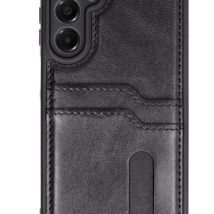 Samsung Galaxy A56 Sara Kartvizitli Deri Kılıf - Siyah