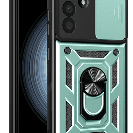 Samsung Galaxy A57 5G Pars Lens Yüzüklü Silikon Kılıf - Yeşil
