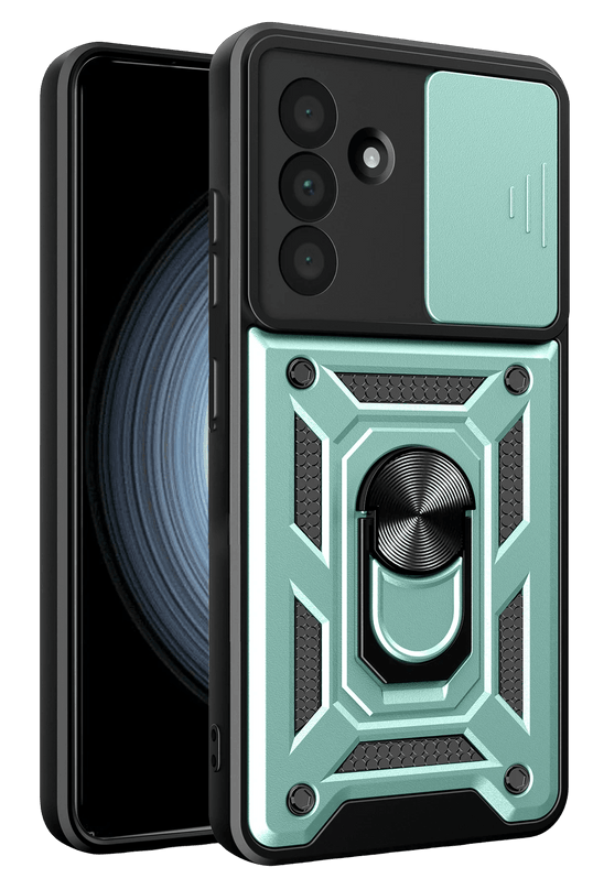 Samsung Galaxy A57 5G Pars Lens Yüzüklü Silikon Kılıf - Yeşil