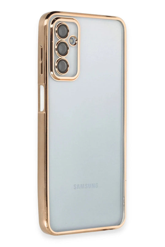 Samsung Galaxy M23 Razer Lensli Silikon Kılıf - Gold 2