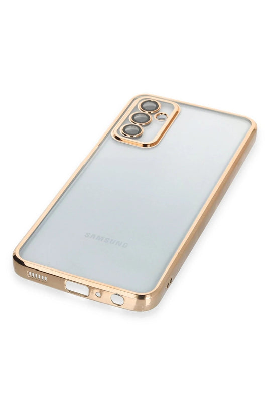 Samsung Galaxy M23 Razer Lensli Silikon Kılıf - Gold 4