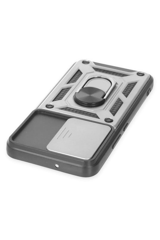Samsung Galaxy S24 Pars Lens Yüzüklü Silikon Kılıf - Gümüş 4