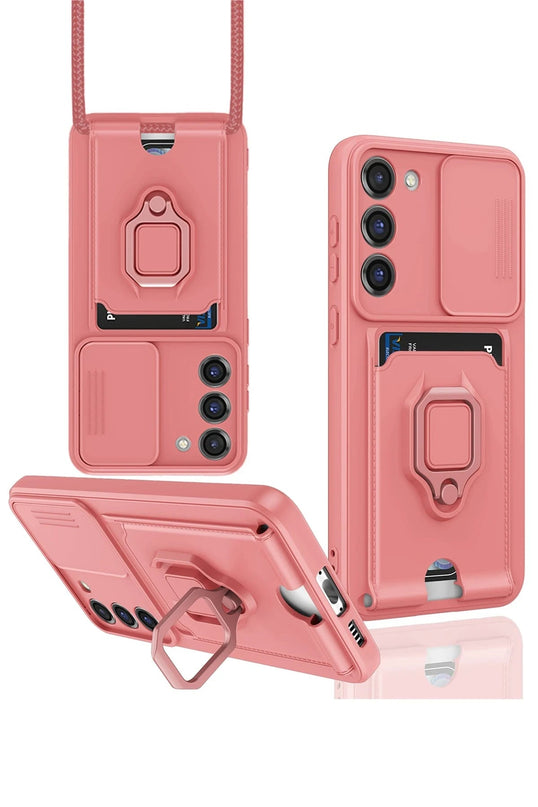 Samsung Galaxy S24 Plus Zuma Kartvizitli Yüzüklü Silikon Kılıf - Pembe