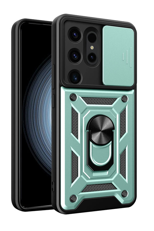 Samsung Galaxy S24 Ultra Pars Lens Yüzüklü Silikon Kılıf - Yeşil