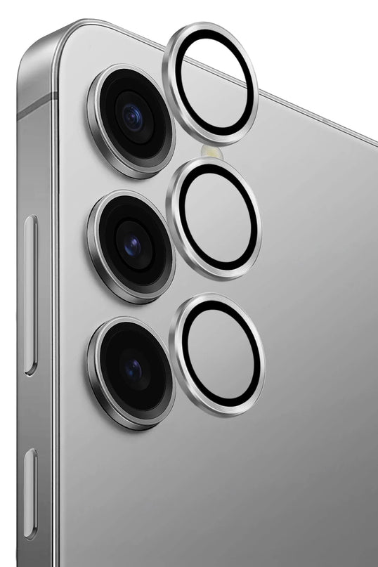 Samsung Galaxy S25 Optix Aluguard Alüminyum Kamera Lens Koruyucu - Gümüş