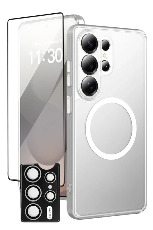 Samsung Galaxy S26 Ultra Crystal Clear Magsafe 3in1 Ekran Koruyucu ve Kamera Lens Koruyucu Kılıf