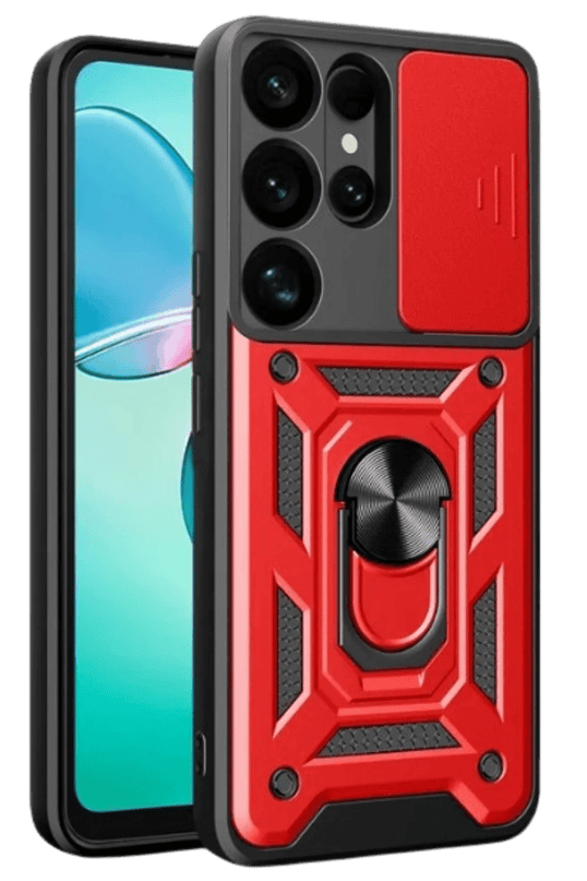 Samsung Galaxy S26 Ultra Pars Lens Yüzüklü Silikon Kılıf - Kırmızı
