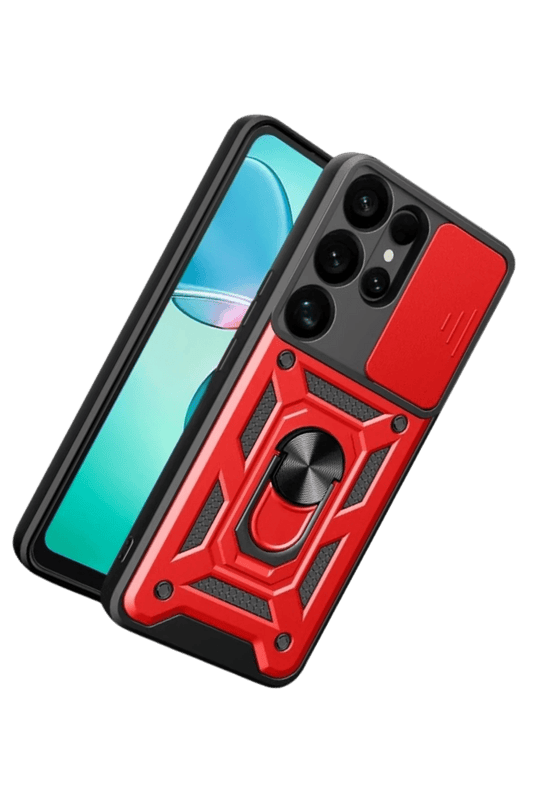 Samsung Galaxy S26 Ultra Pars Lens Yüzüklü Silikon Kılıf - Kırmızı 3