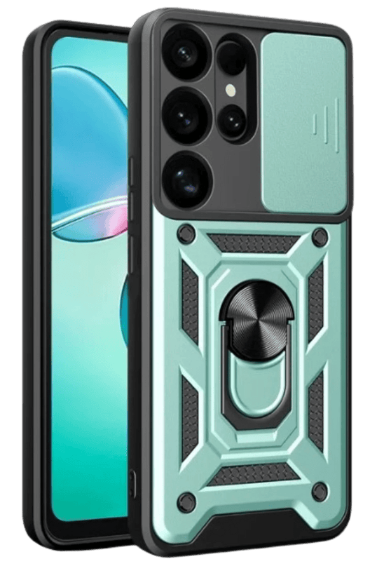 Samsung Galaxy S26 Ultra Pars Lens Yüzüklü Silikon Kılıf - Yeşil