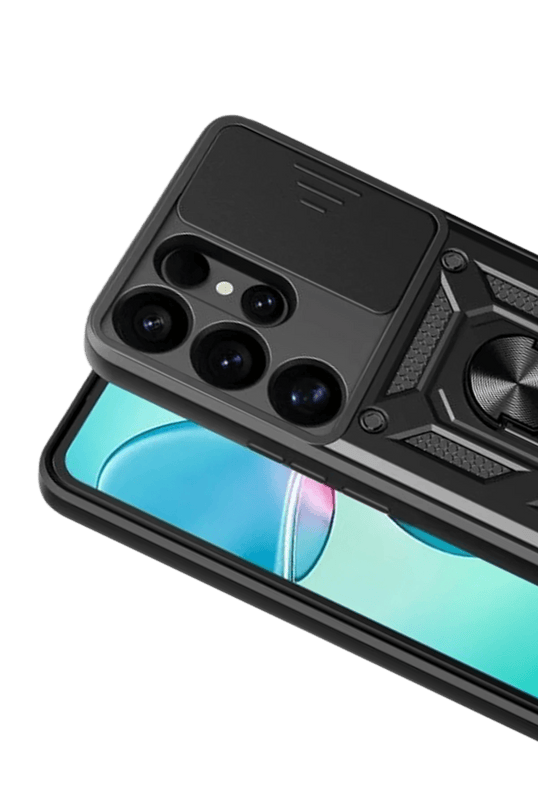 Samsung Galaxy S26 Ultra Pars Lens Yüzüklü Silikon Kılıf - Siyah 2