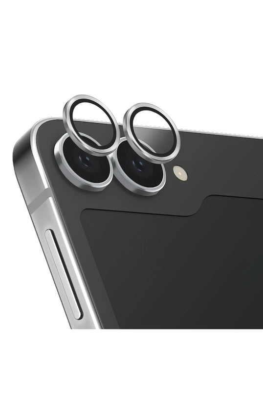 Samsung Galaxy Z Flip 6 Optix Aluguard Alüminyum Kamera Lens Koruyucu - Gümüş