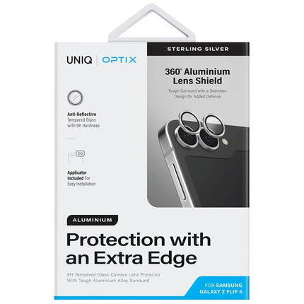 Samsung Galaxy Z Flip 6 Optix Aluguard Alüminyum Kamera Lens Koruyucu - Gümüş 2